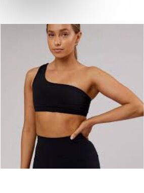 Lskd One Shoulder Sports Bra Black Padded Size M